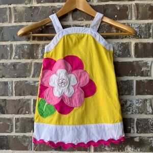 Gymboree Girls Yellow Flower Applique Sundress Size 3T Pink White Summer Dress